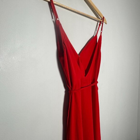 Revolve x Show Me Your Mumu Meghan Wrap Dress Tomato Red Pebble Sz Medium - Picture 5 of 11